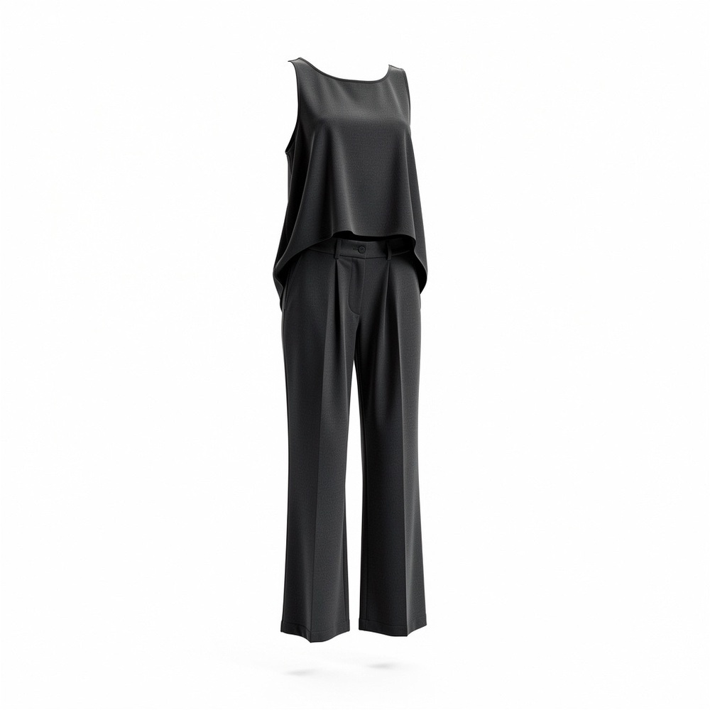 BCBGMaxAzria Black Sleeveless Layered Jumpsuit
